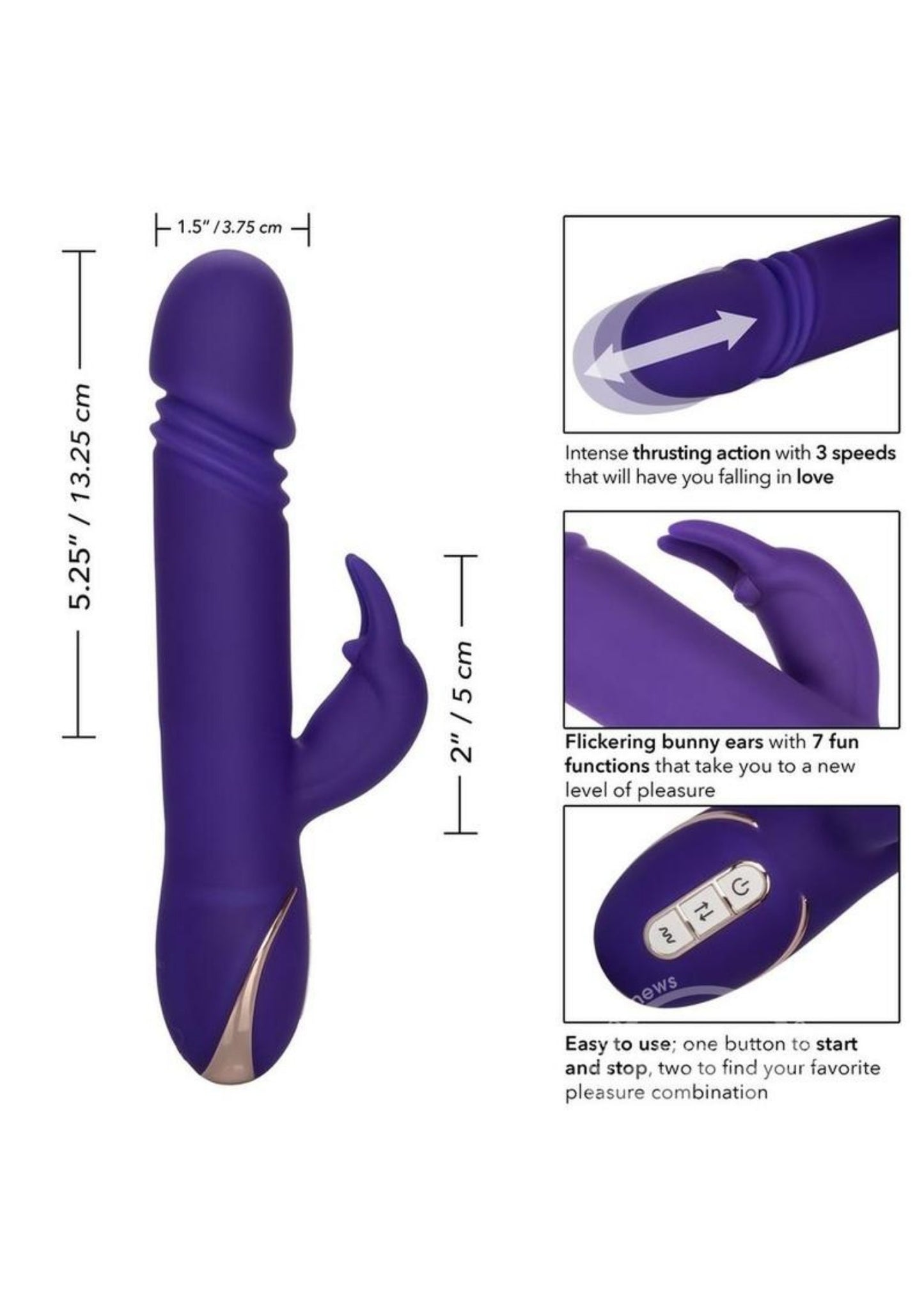 Jack Rabbit Signature Silicone Thrusting Rabbit Rechargeable Vibrator - Purple