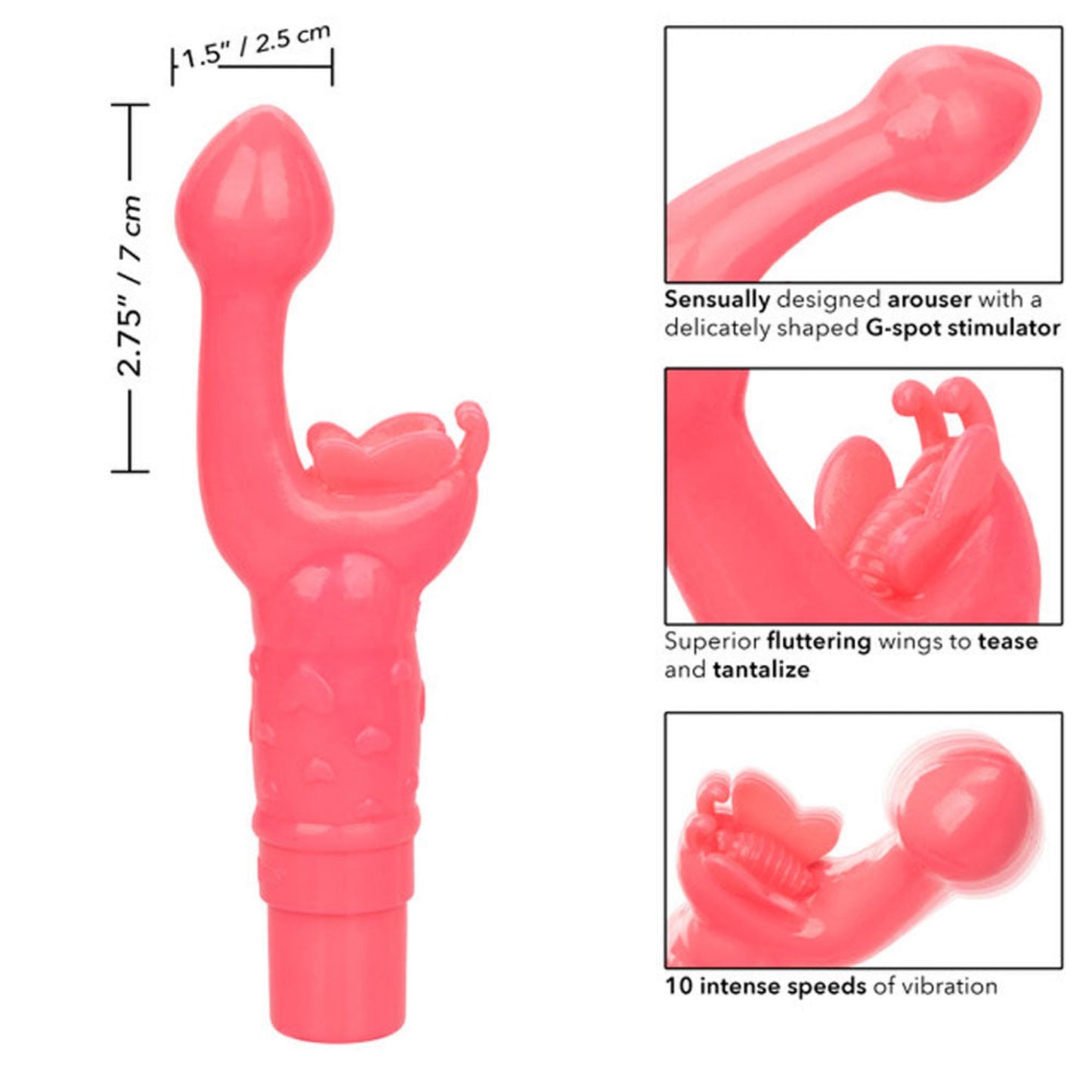 Rechargeable Butterfly Kiss G-Spot Rabbit Vibrator - Pink
