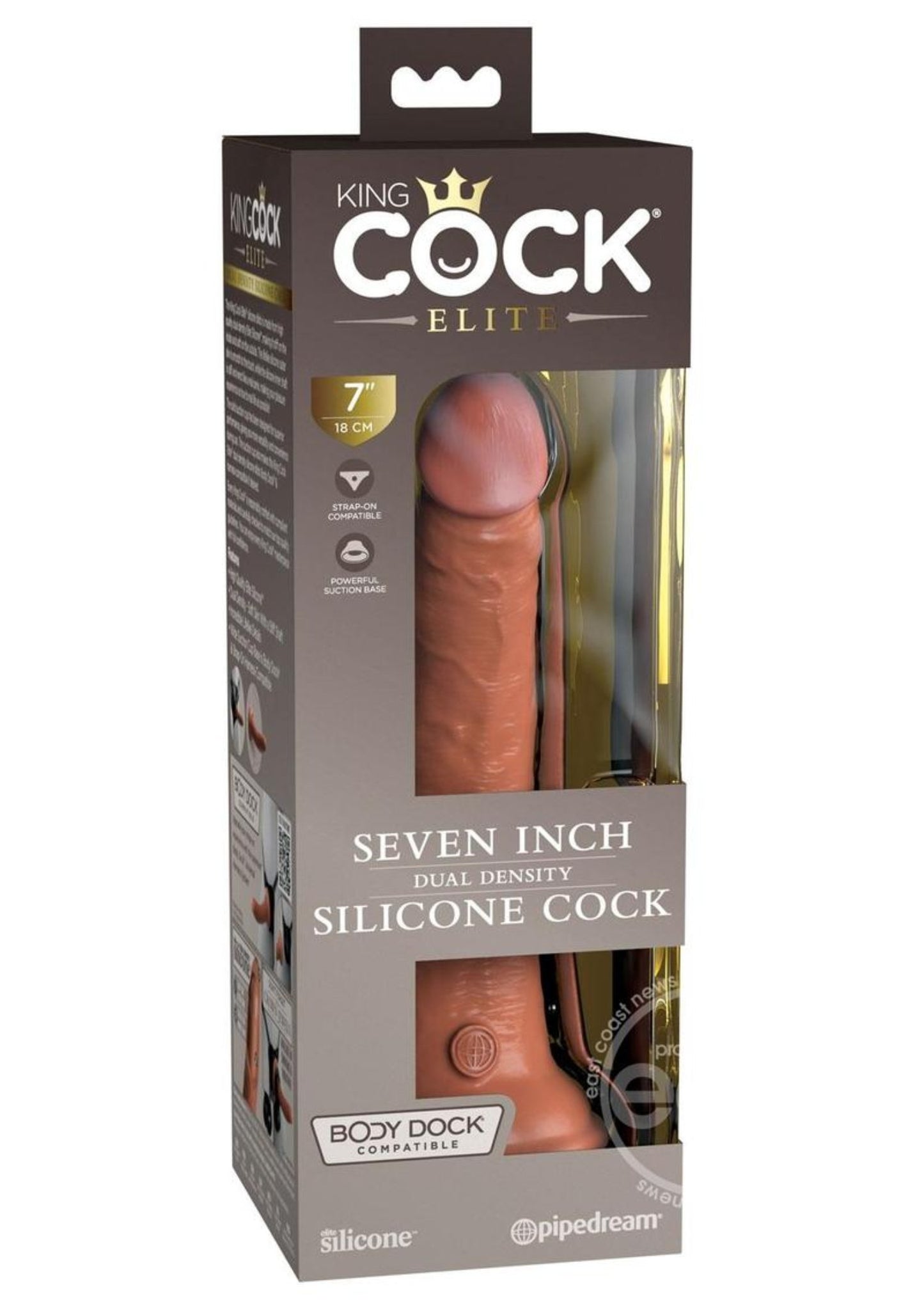 King Cock Elite Dual Density Silicone Dildo 7in - Caramel