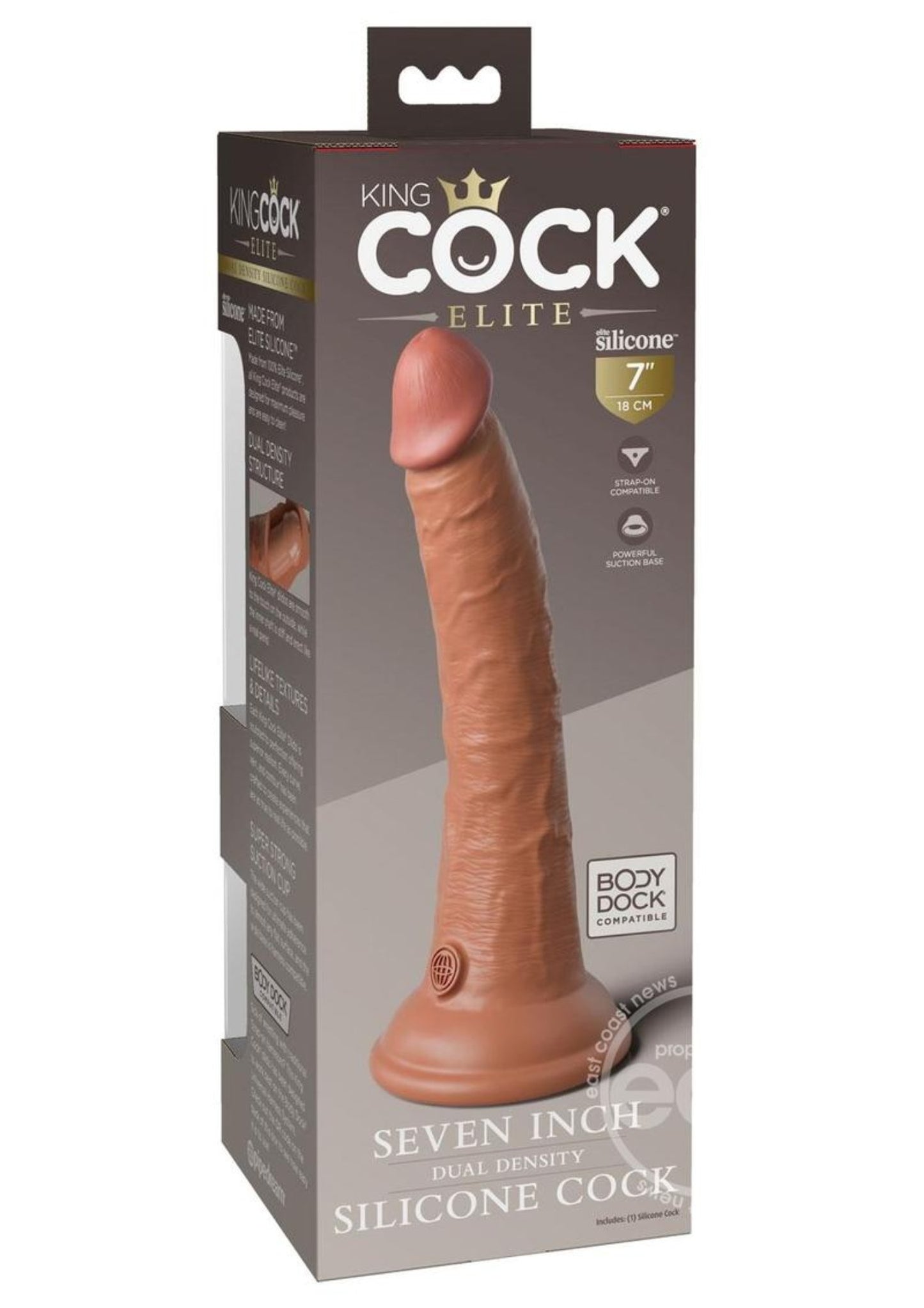 King Cock Elite Dual Density Silicone Dildo 7in - Caramel