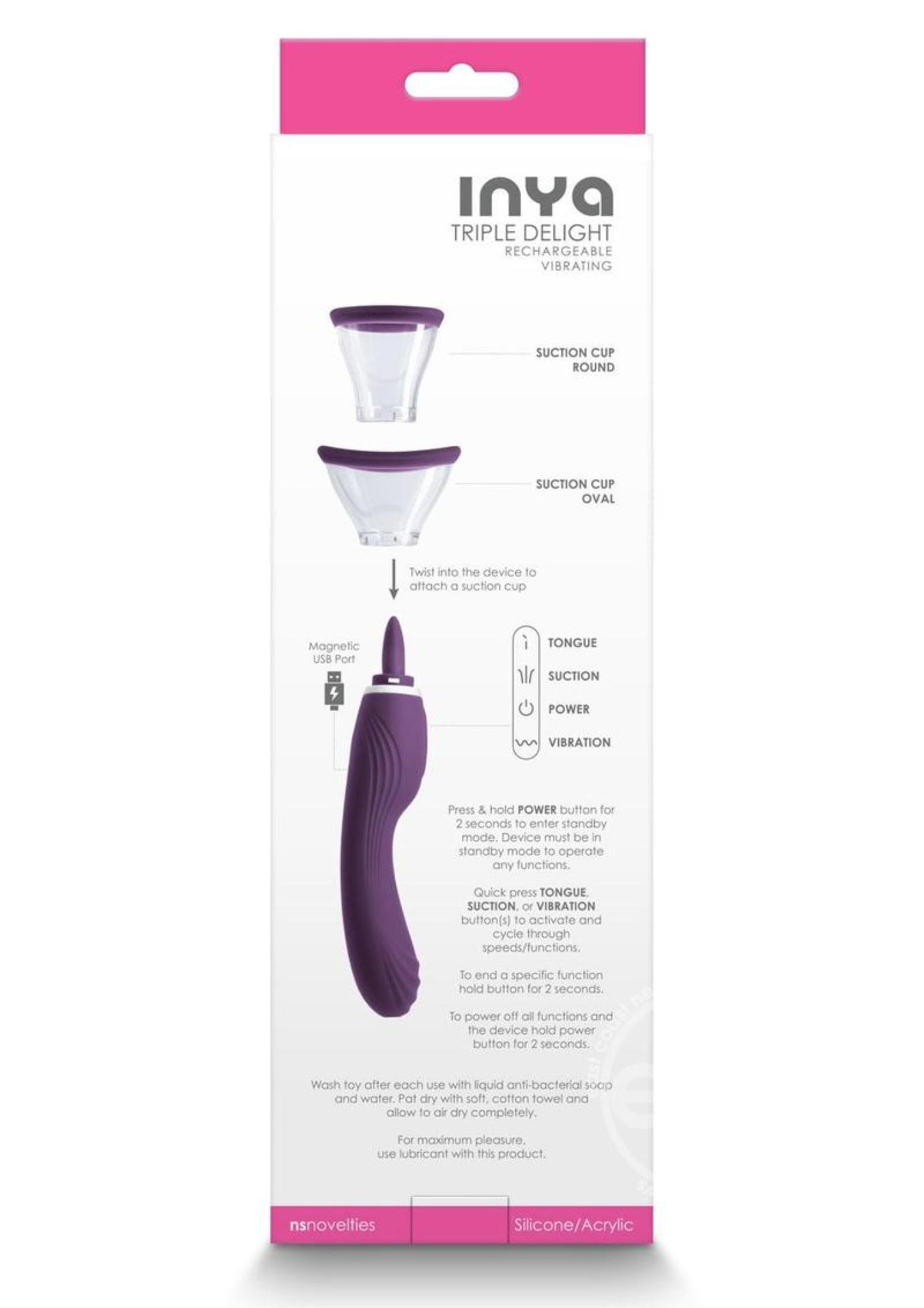 Inya Triple Delight Rechargeable Silicone Vibrator - Purple