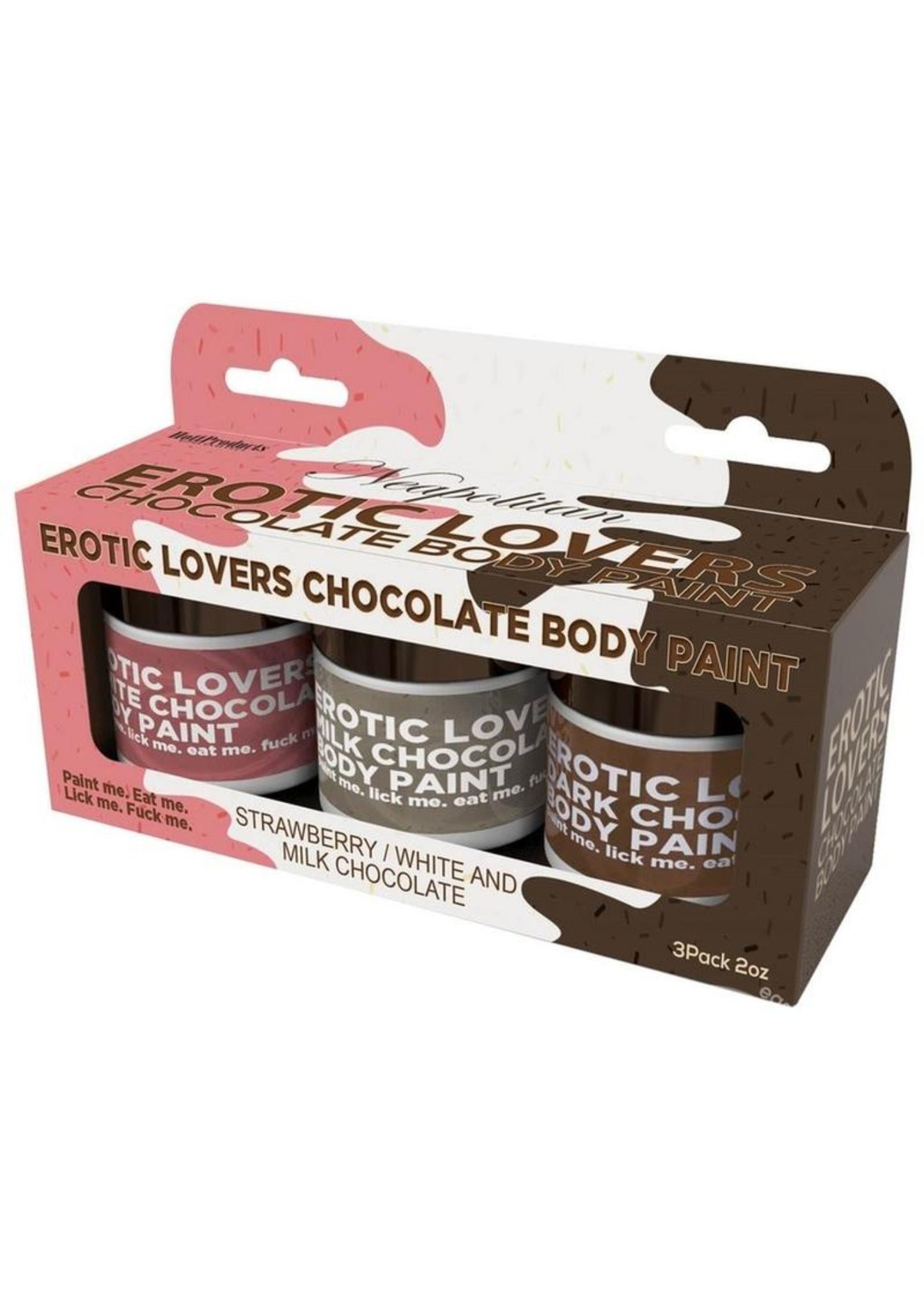 Erotic Lovers Chocolate Body Paint - Neapolitan - White Chocolate, Milk Chocolate and Strawberry - (3 Pack)