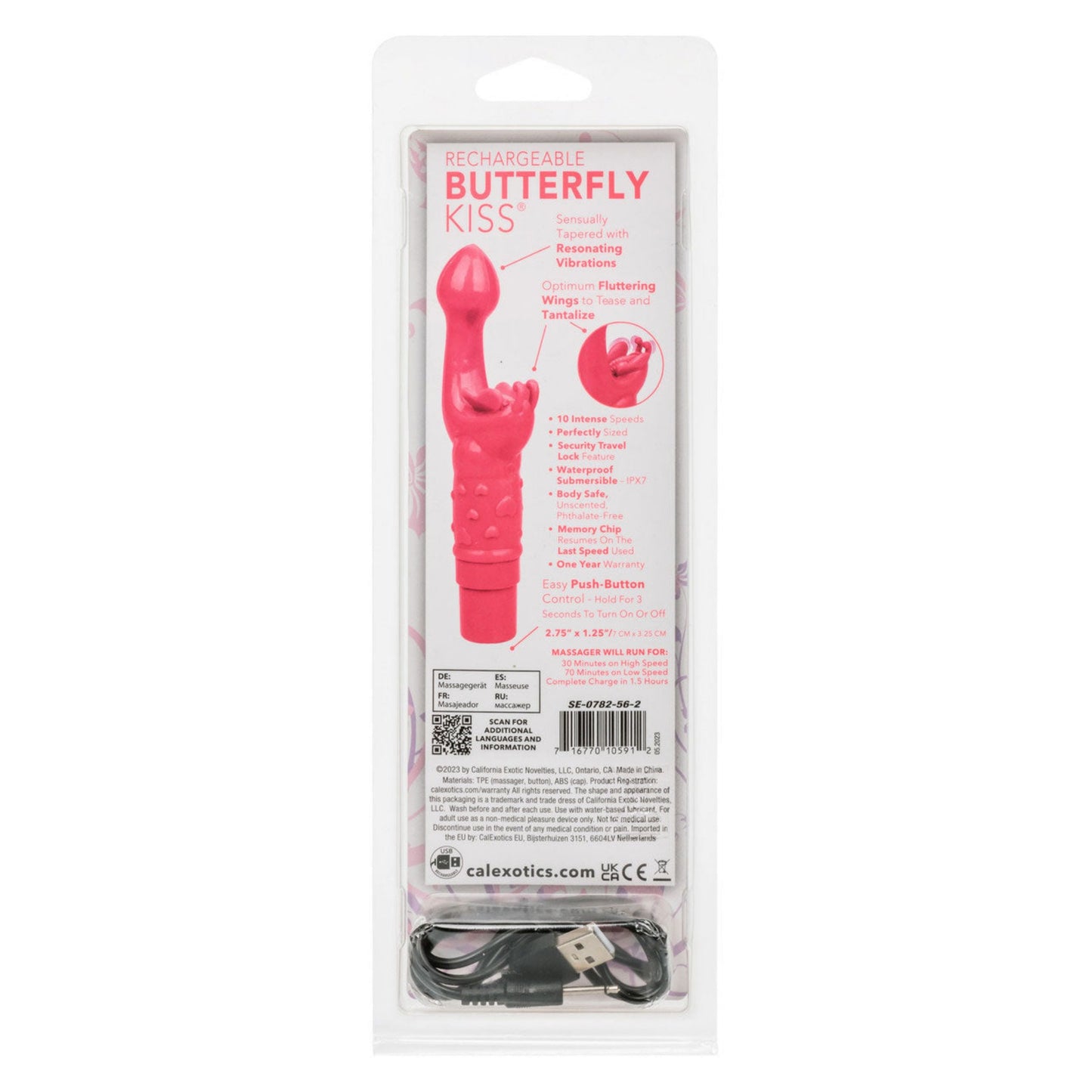 Rechargeable Butterfly Kiss G-Spot Rabbit Vibrator - Pink