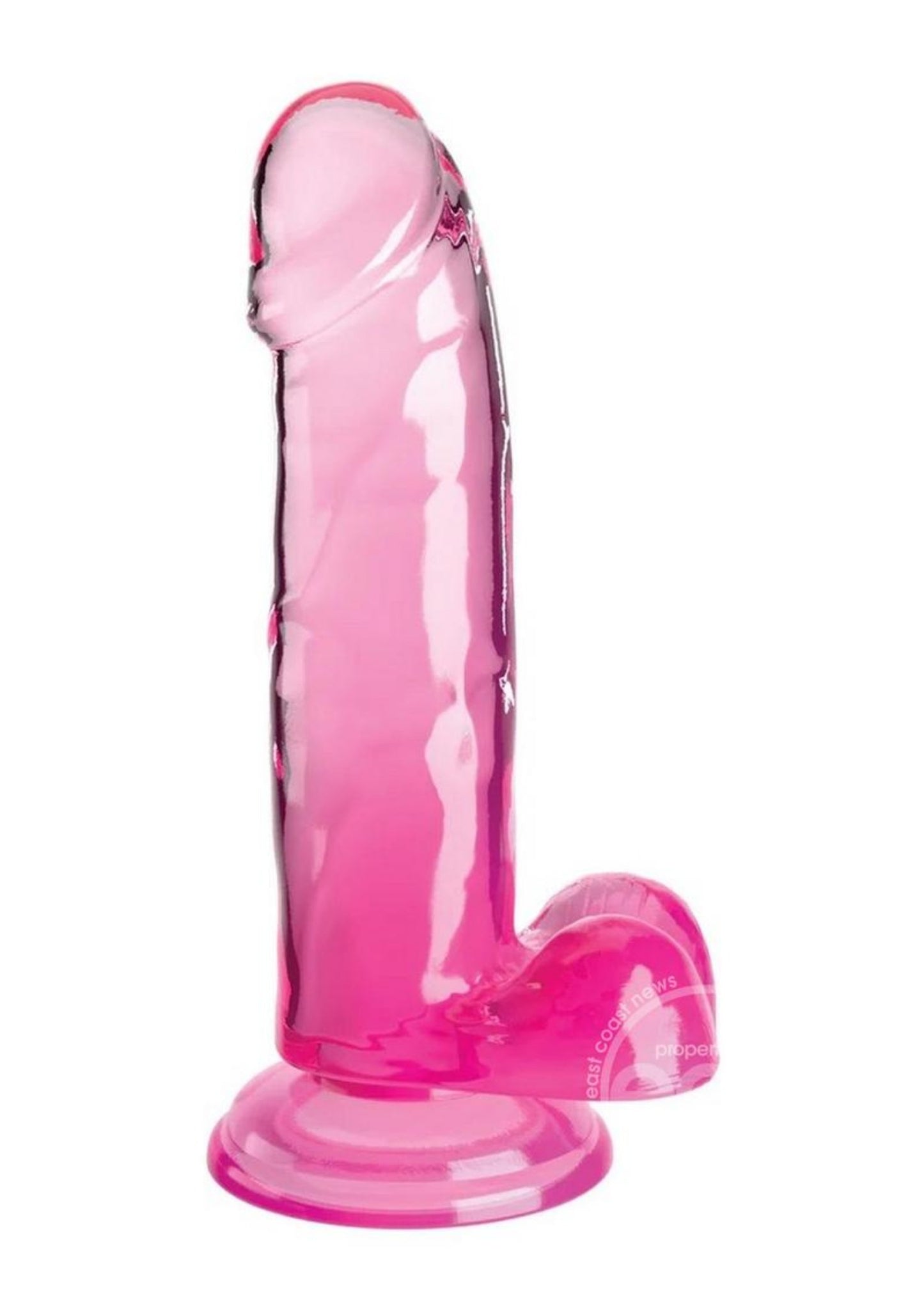 King Cock Clear Dildo with Balls 7in - Pink