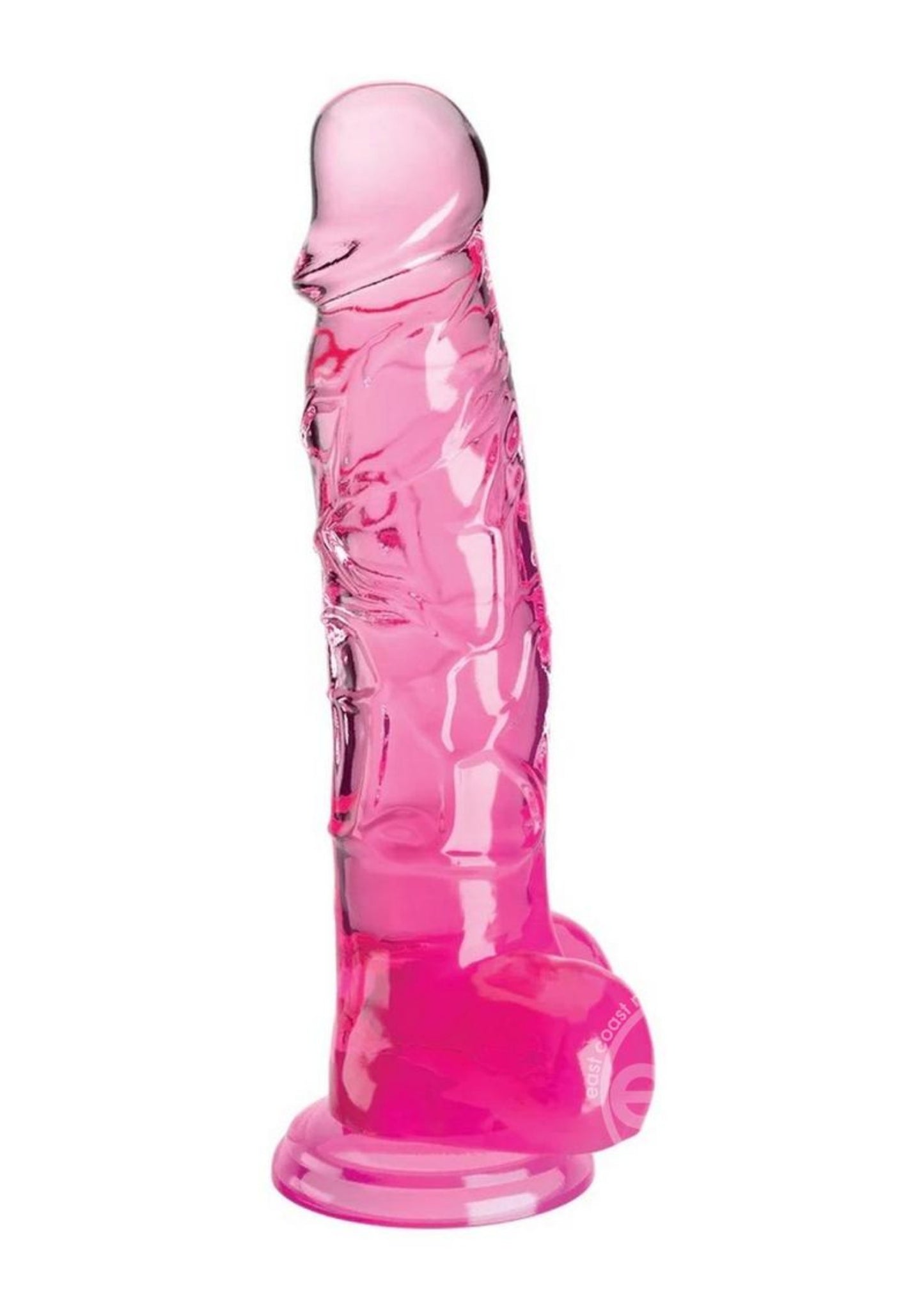 King Cock Clear Dildo with Balls 8in - Pink