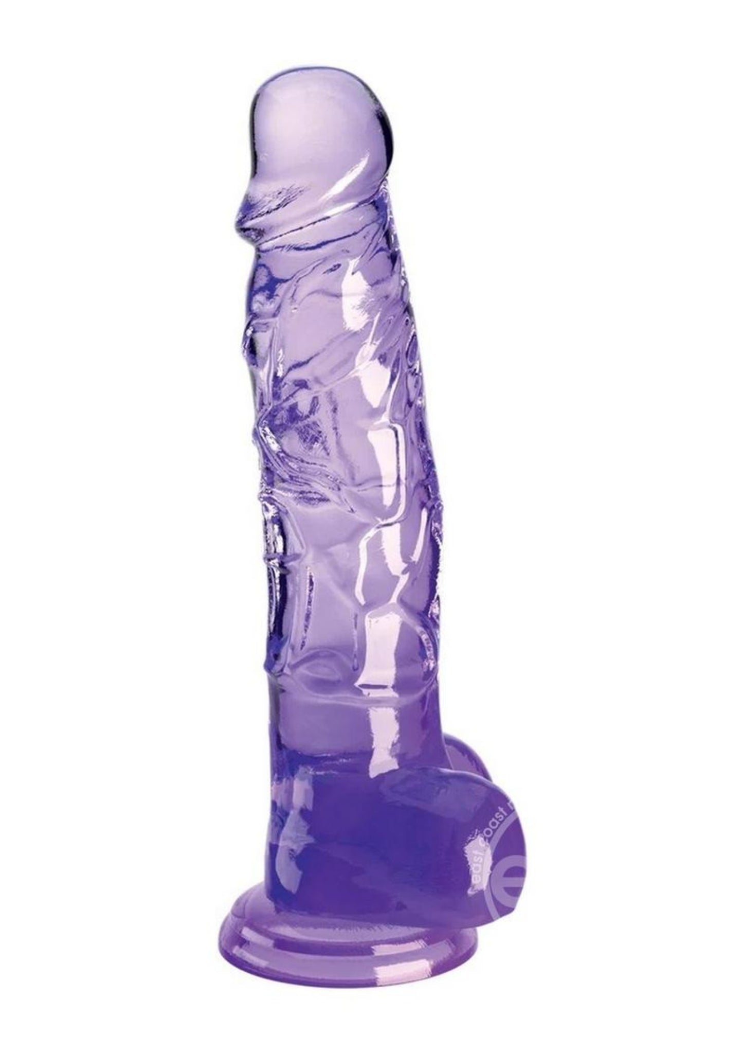 King Cock Clear Dildo with Balls 8in - Purple
