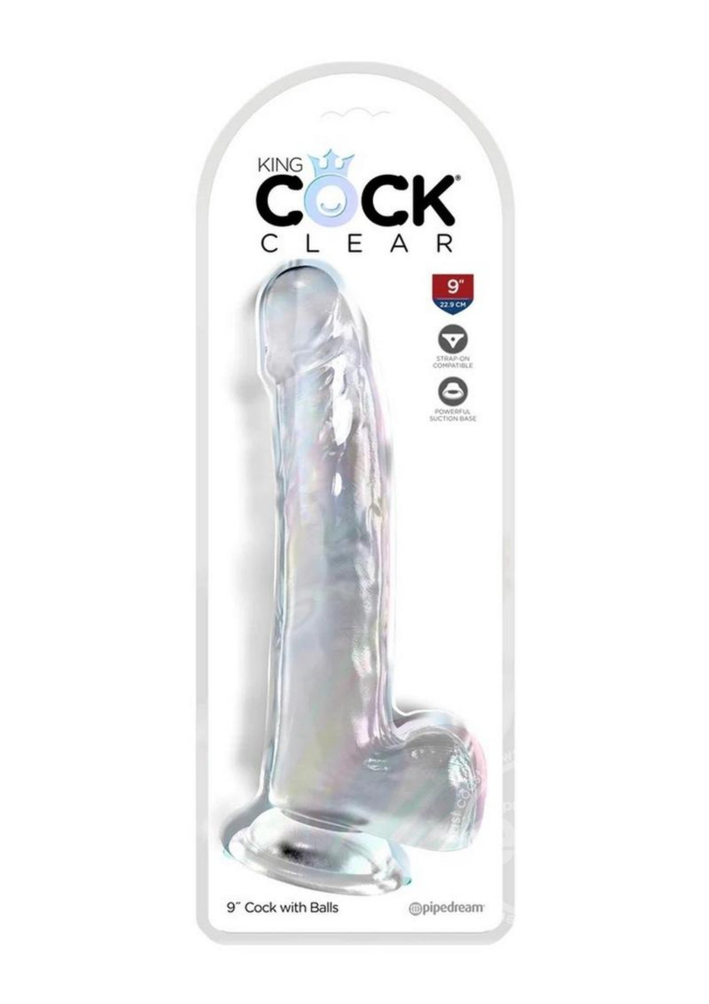 King Cock Clear Dildo with Balls 9in - Clear