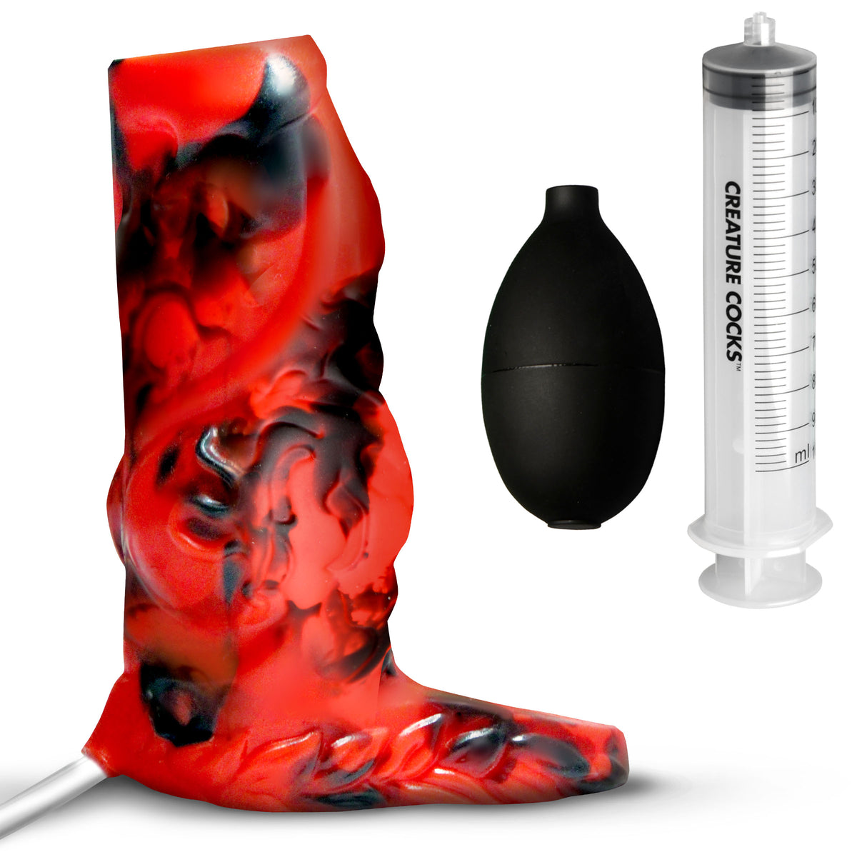 Hell Hound Squirting Silicone Penis Enhancer - Red