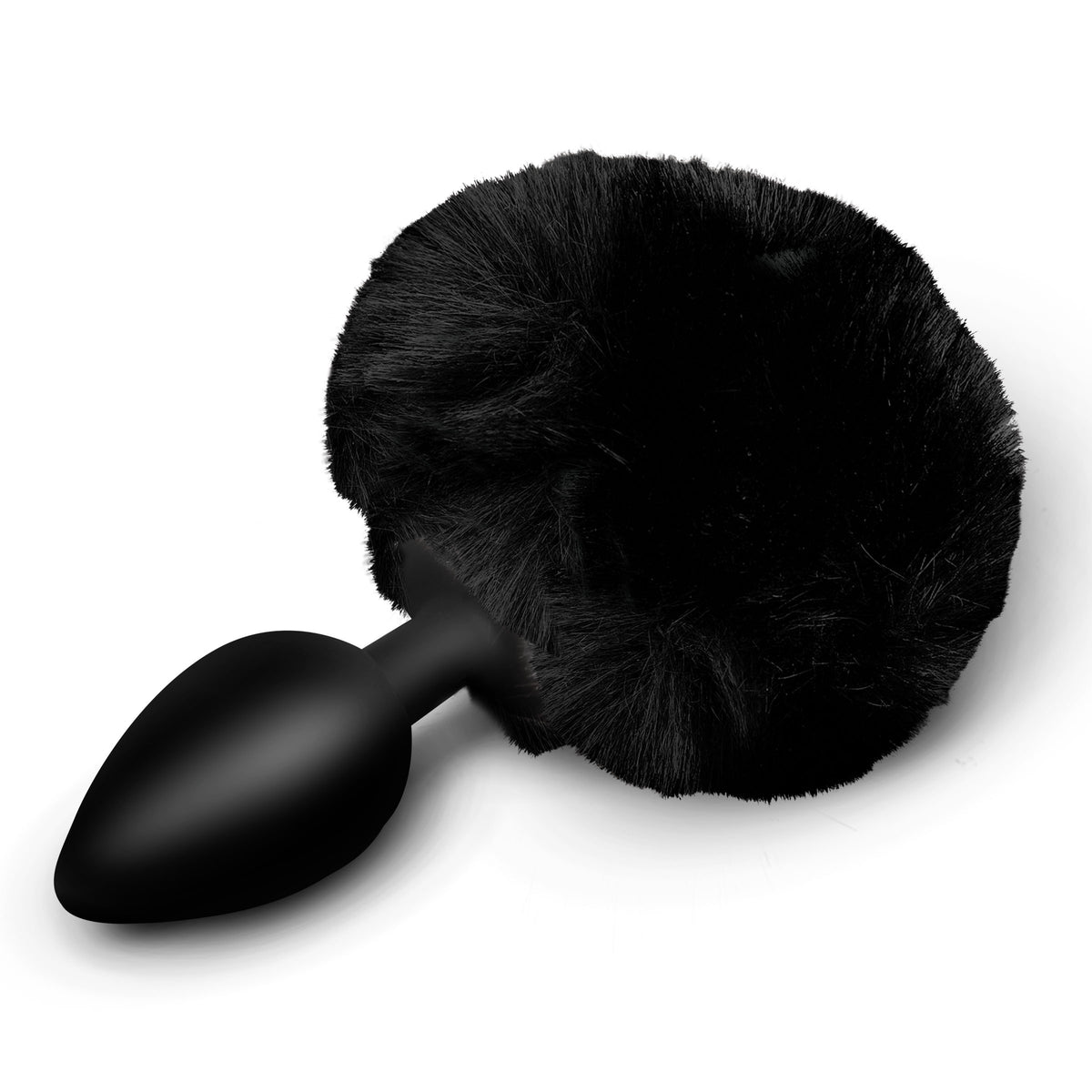 Fluffy Bunny Tail Silicone Plug - Black