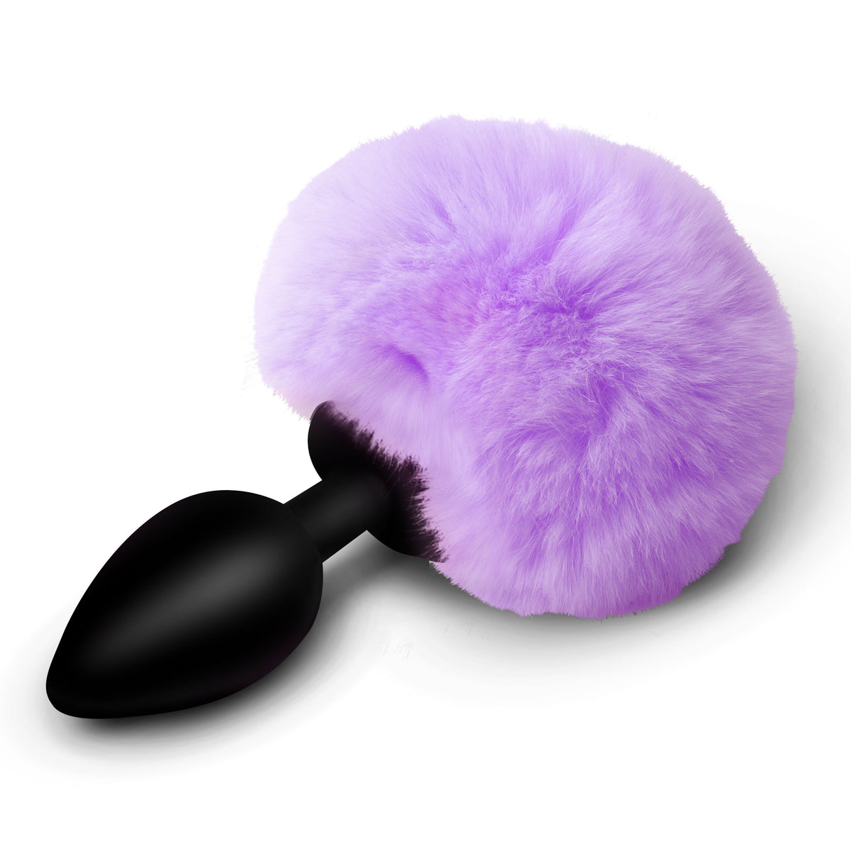 Fluffy Bunny Tail Silicone Plug - Purple