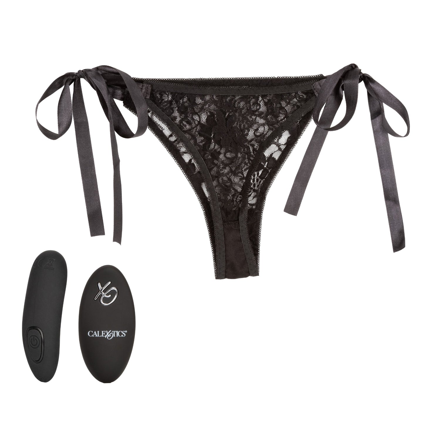 CalExotics Silicone Rechargeable Lace Thong Panty Vibe with Remote Control (3 pieces) - Black