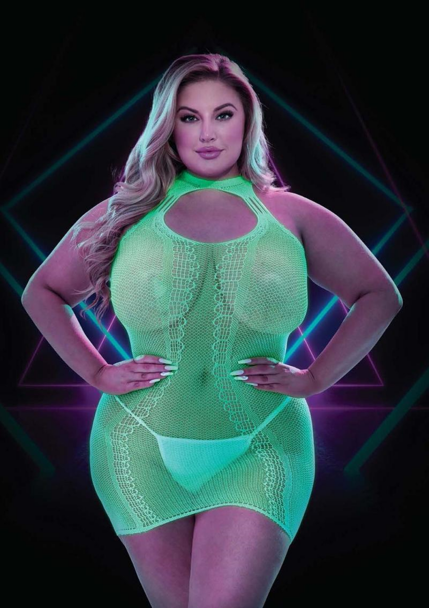GLOW IN THE DARK MINI DRESS-PLUS SIZE