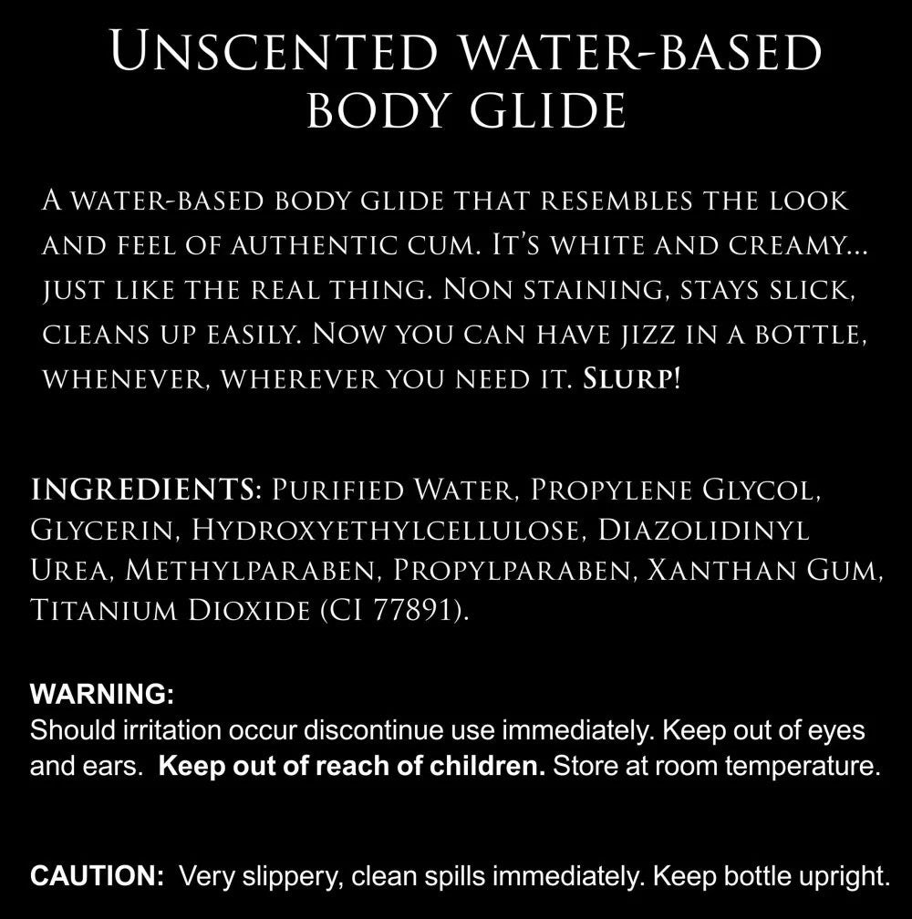Master Series Jizz Unscented Water-Based Body Glide - 16 Oz