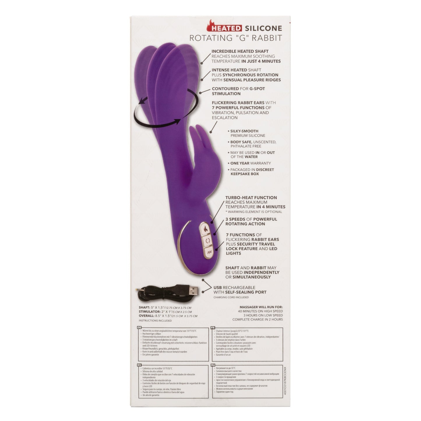 Jack Rabbit Signature Heated Silicone Rotating G Rabbit Rechargeable Vibrator - Purple