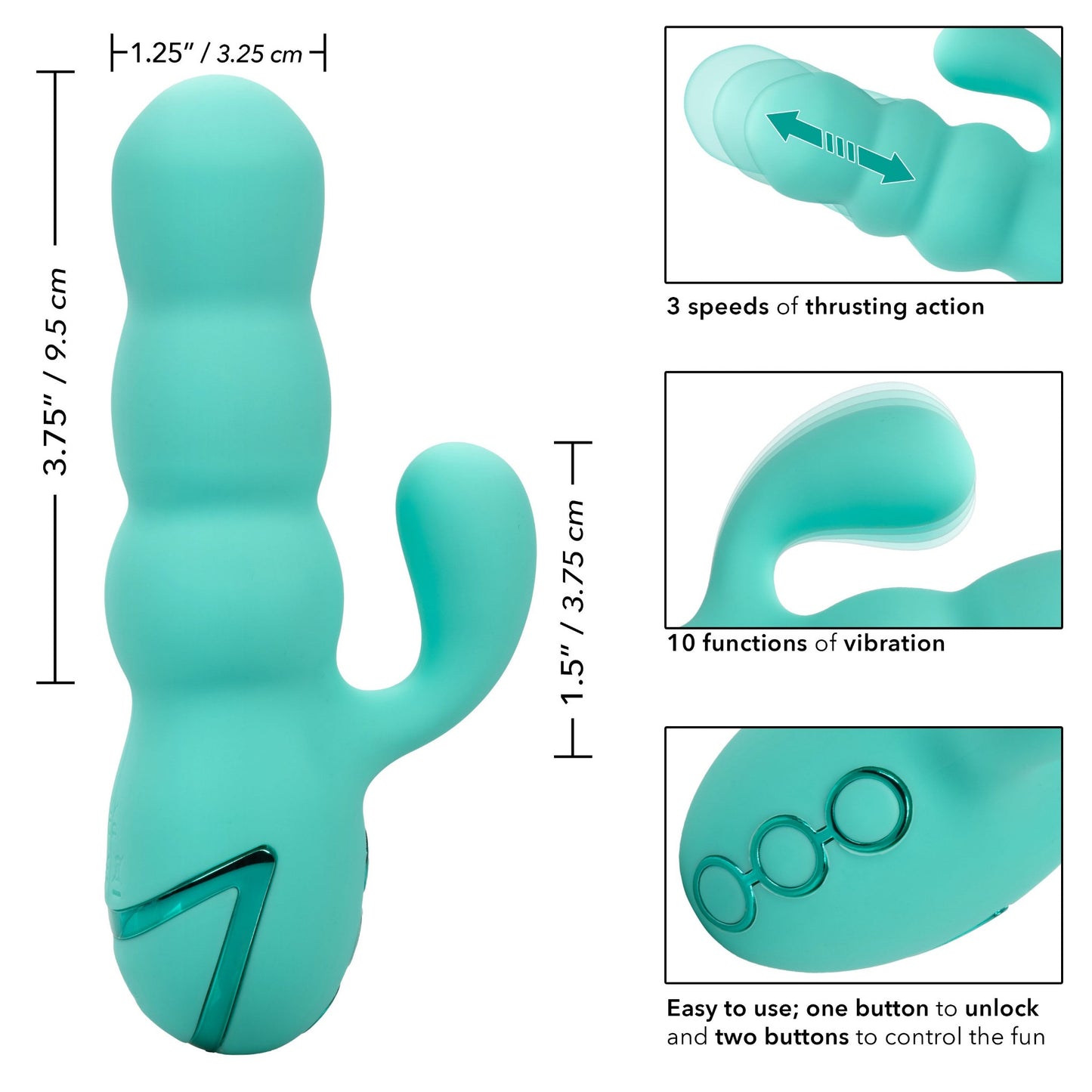 California Dreaming Del Mar Rechargeable Silicone Dual Stimulator - Teal