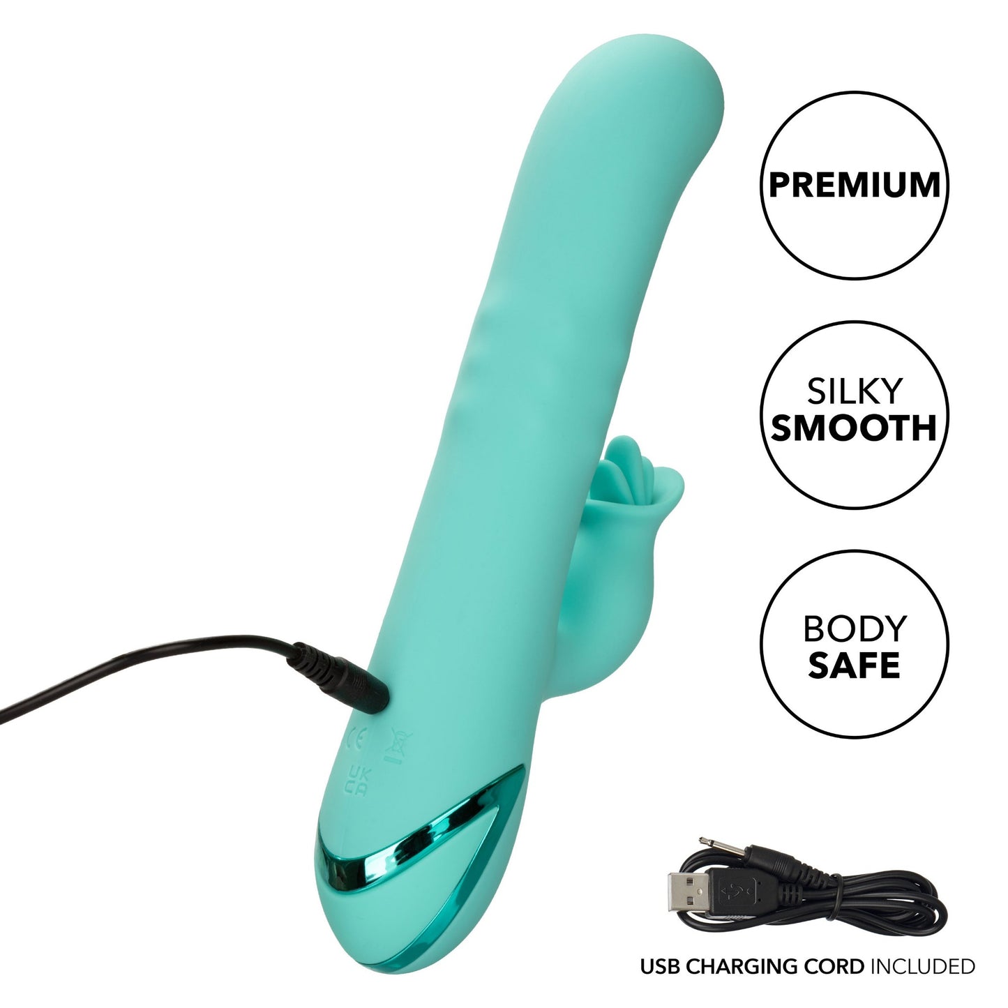 California Dreaming Bel Air Bombshell Rechargeable Silicone Vibrator with Clitoral Stimulator - Blue