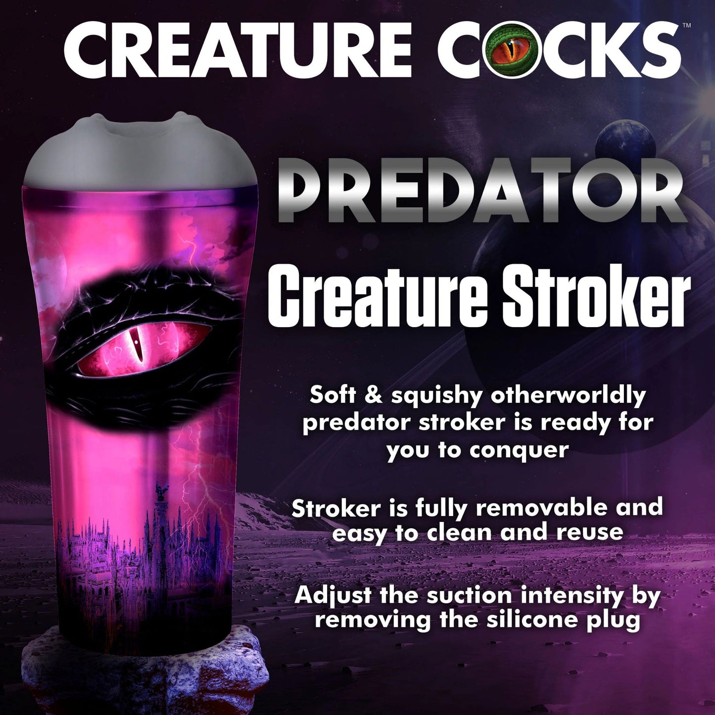 Creature Cocks Predator Creature Stroker - Gray/Black