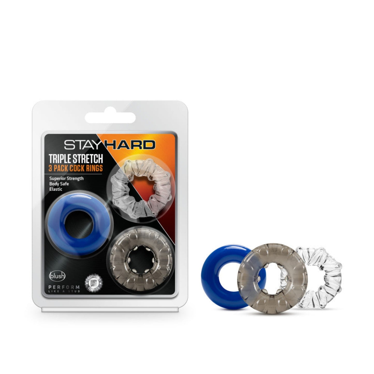 Stay Hard Triple Stretch Cock Rings (3 Pack) - Multiple Colors
