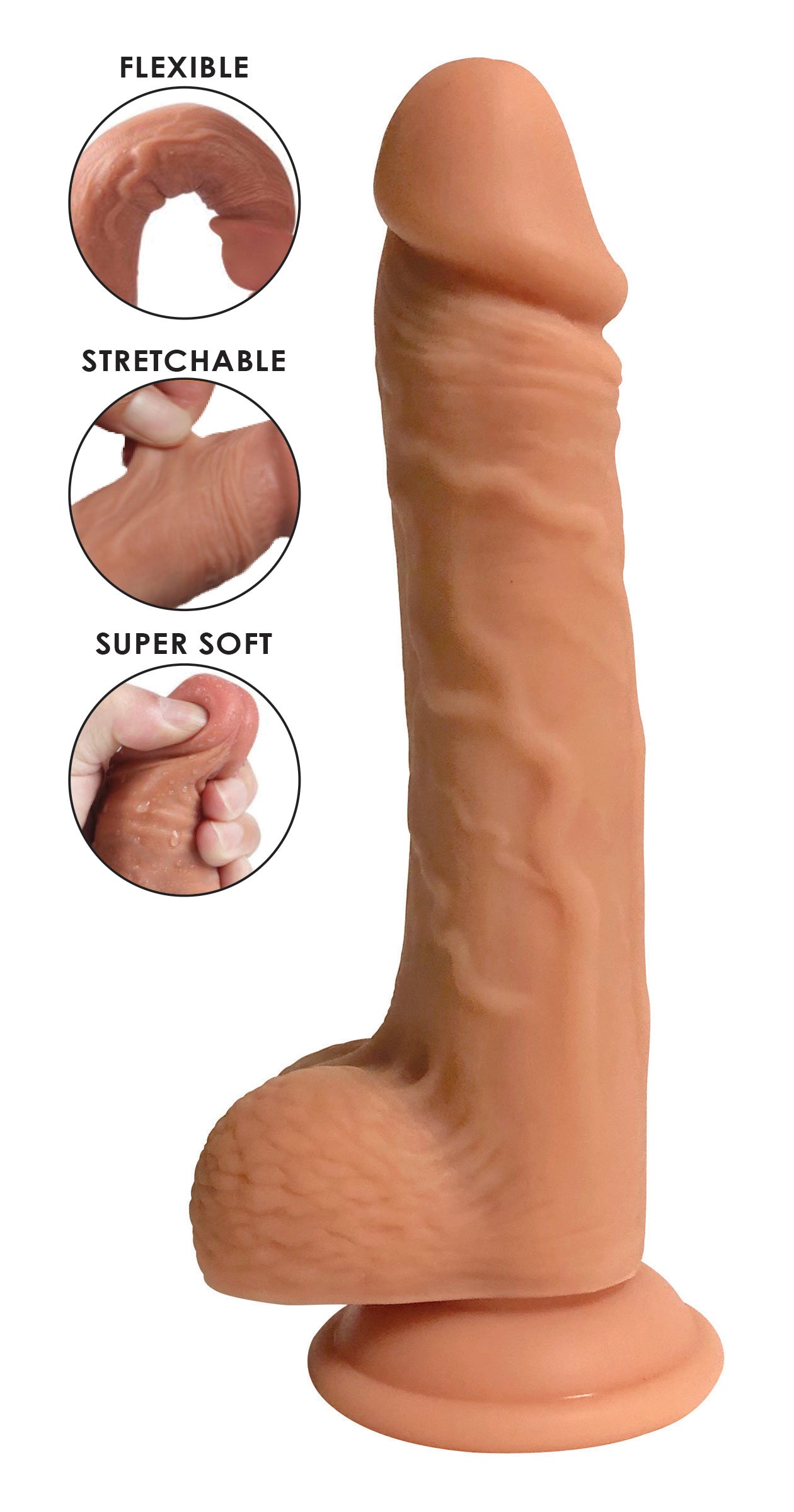 Easy Riders 9 Inch Dual Density Silicone Dildo With Balls - Light
