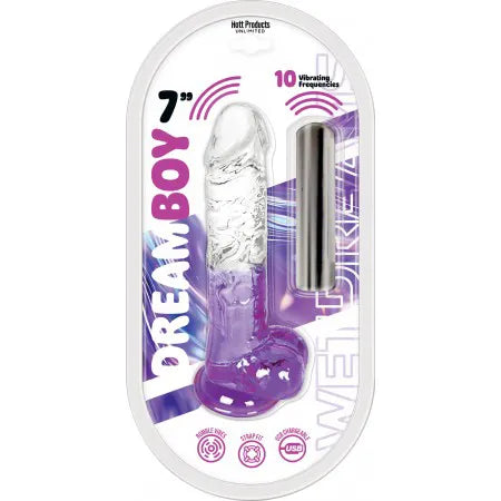Dream Boy 8" - Jelly Vibrator Wet Dreams - Clear Aqua