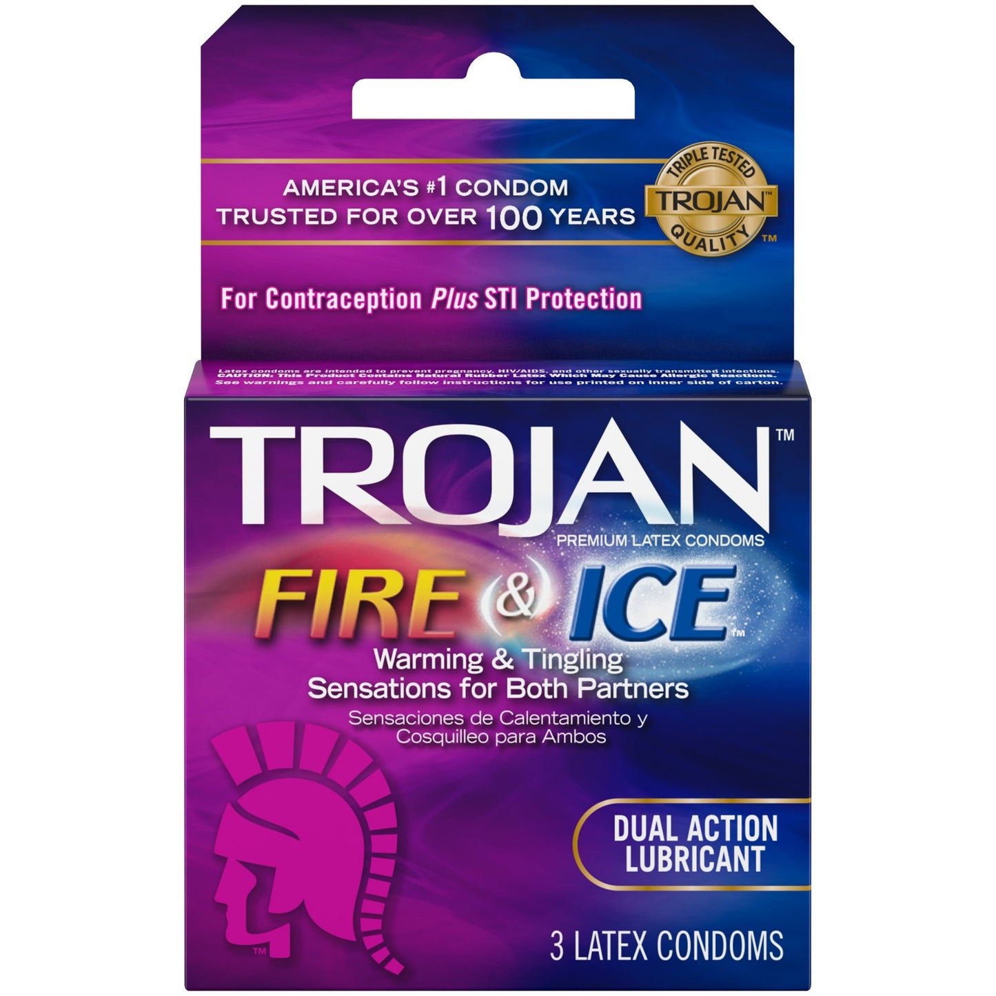 Trojan Fire and Ice Dual Action Lubricated Condoms - 3 Pack