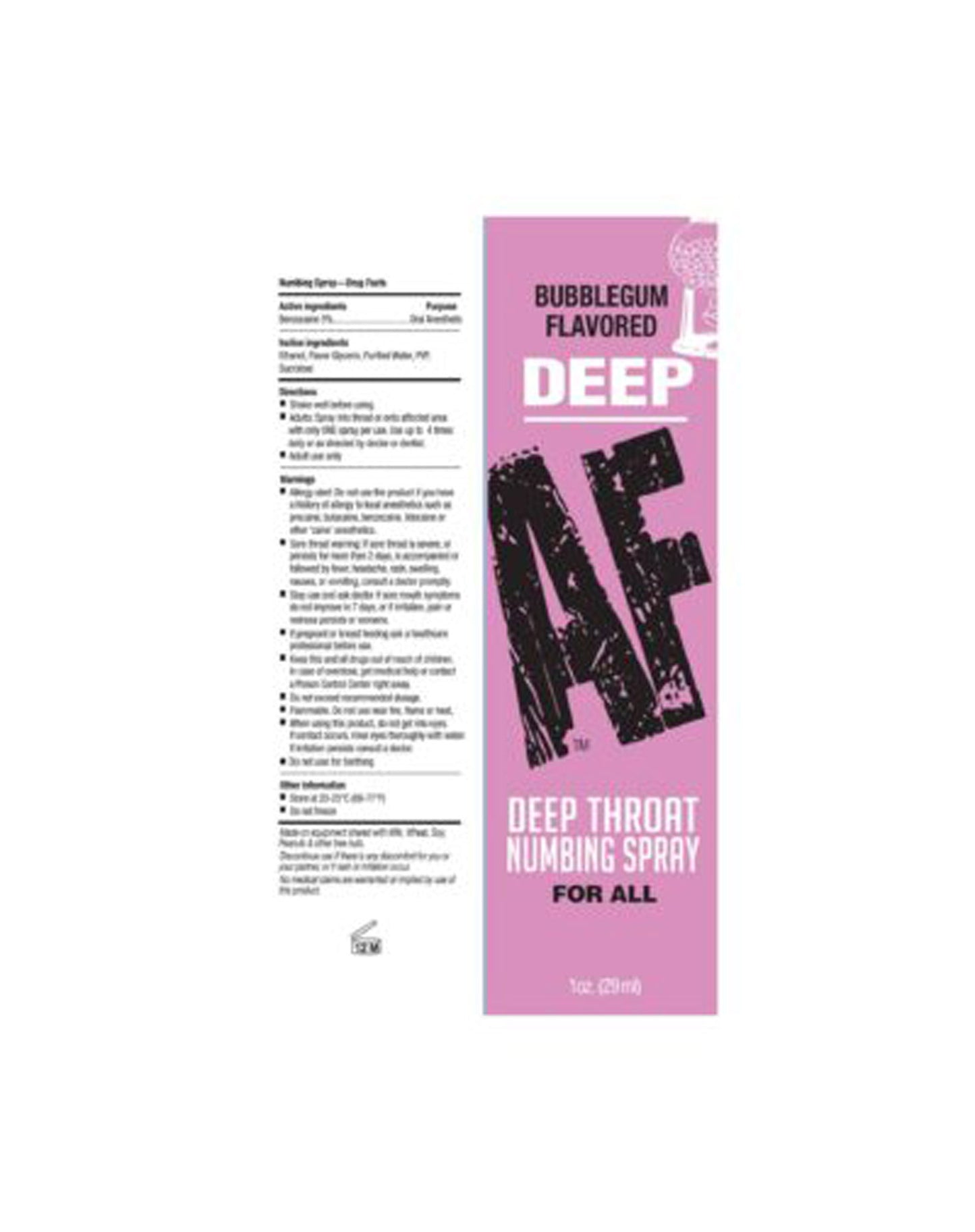 Deep Af Throat Numbing Spray 1oz Bubblegum