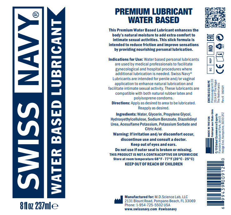 Swiss Navy Water-Based Lube - 4 Oz