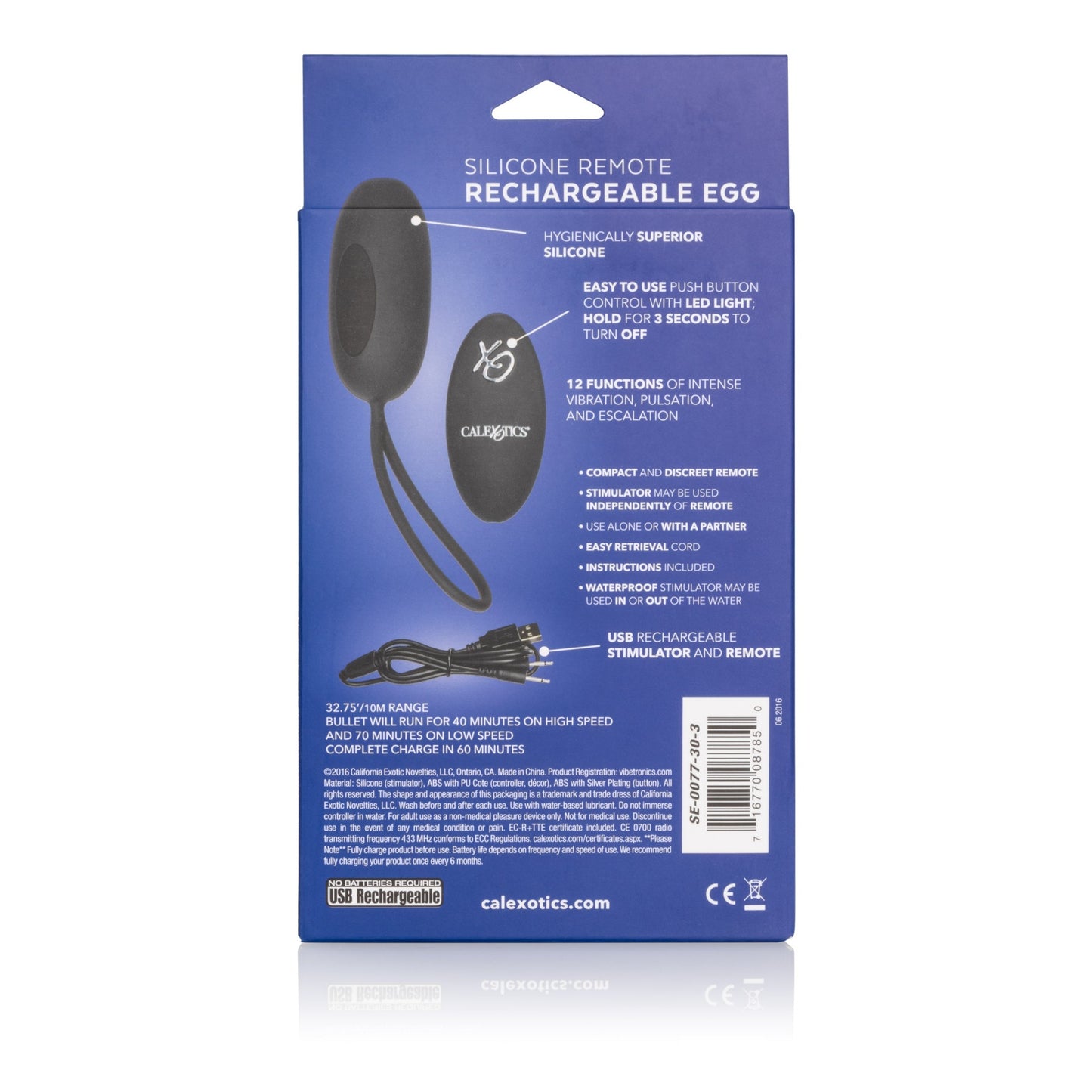 Silicone Rechargeable Egg with Remote Control - Black