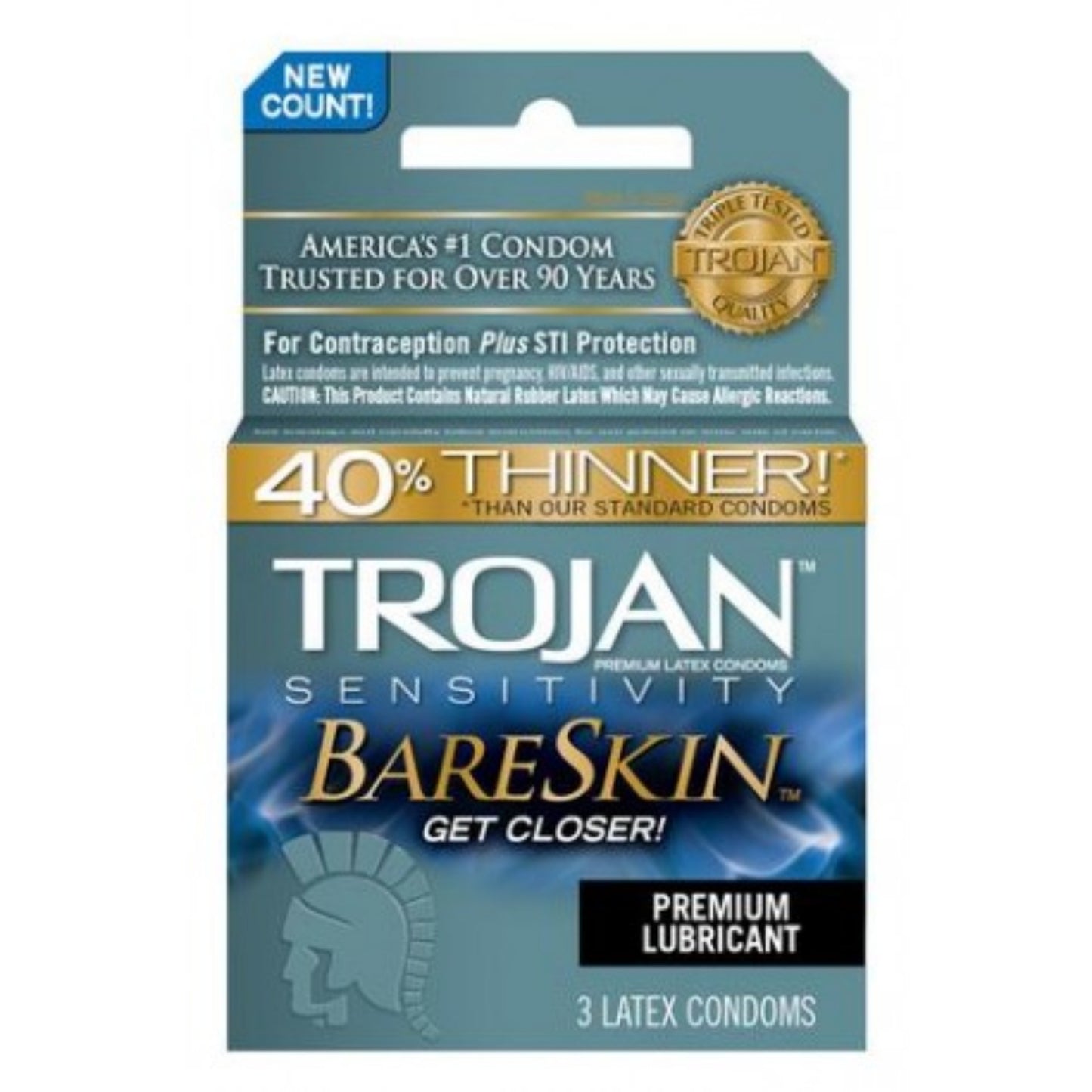 Trojan Sensitivity Bareskin Lubricated Condoms - 3 Pack