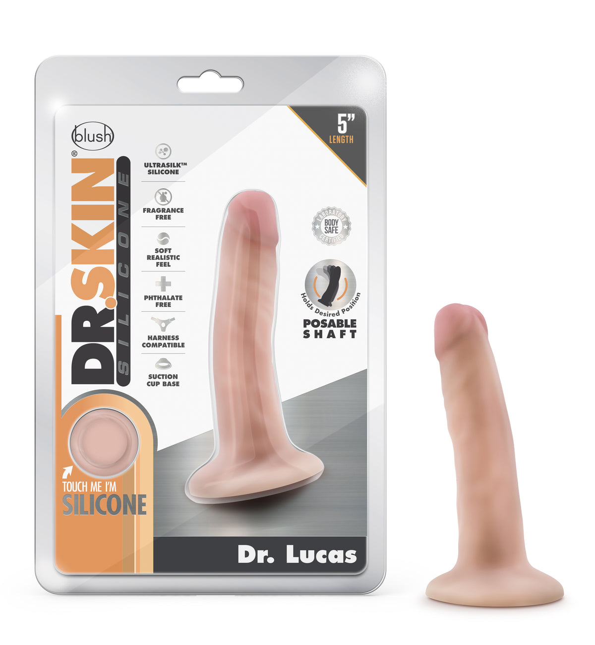 Dr. Skin Silicone - Dr. Lucas - 5 Inch Dong With Suction Cup - Vanilla