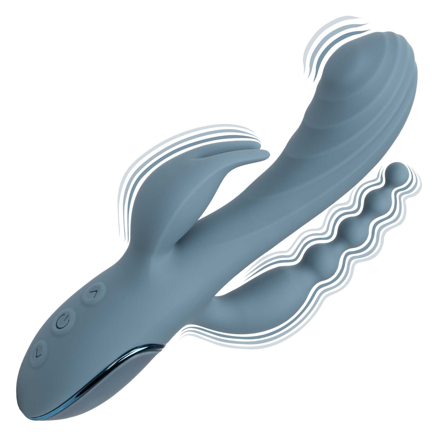 III Triple Ecstasy Rechargeable Silicone Stimulating Vibrator - Blue