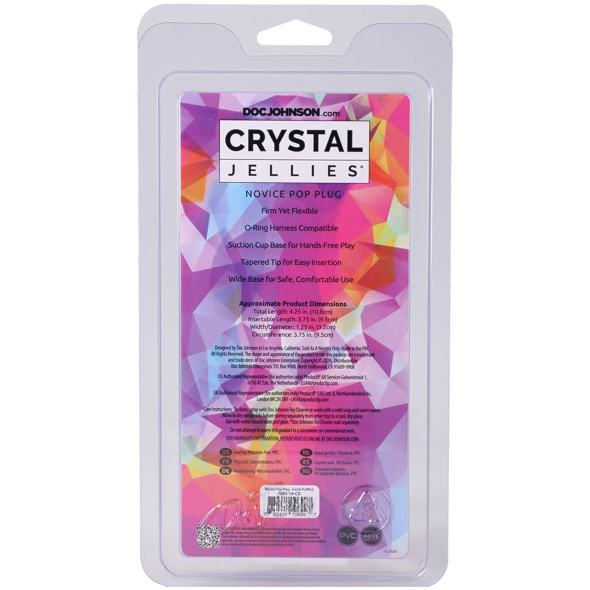 Crystal Jellies - Novice Pop Plug - 4 Inch Pink