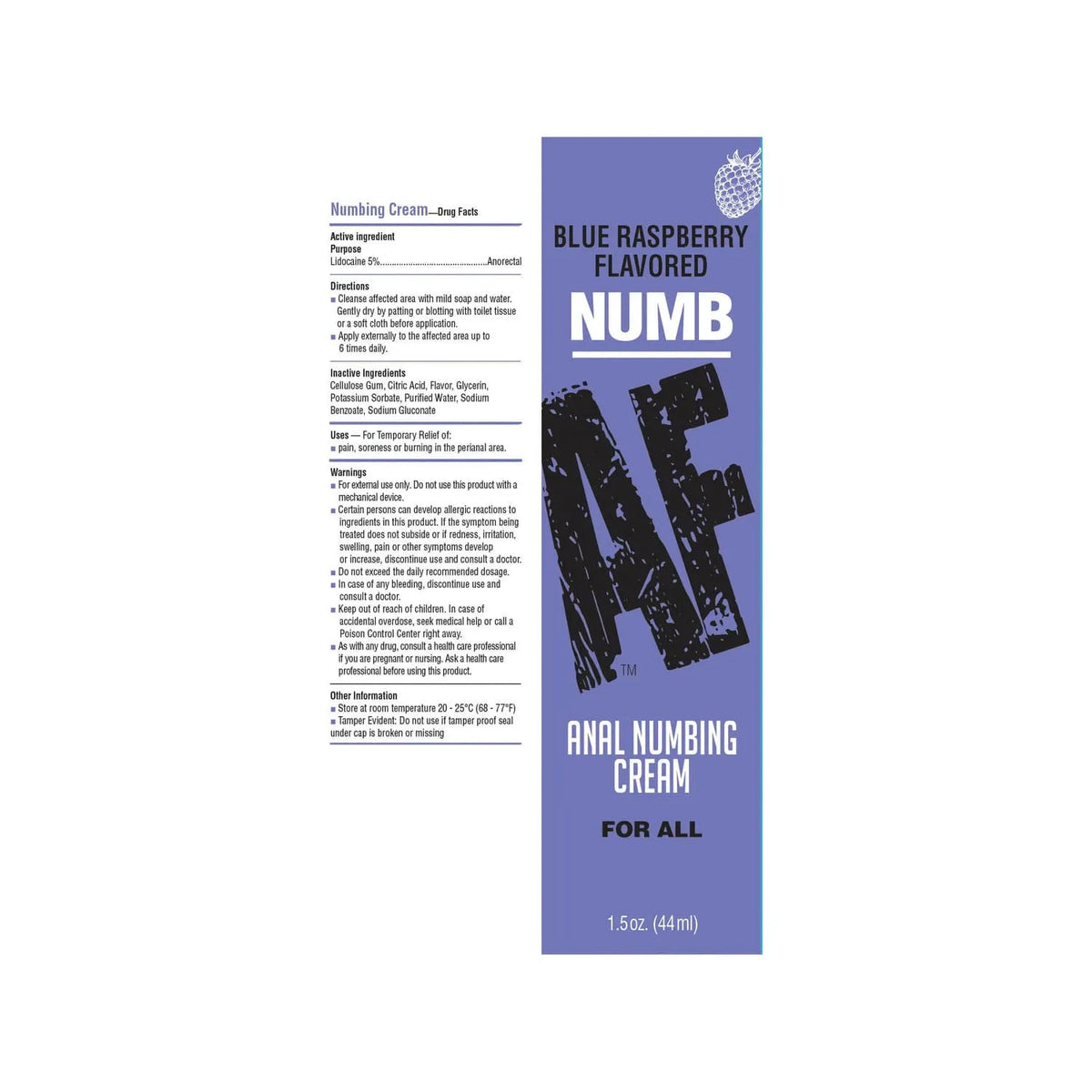 Numb Af Anal Desensitizer Gel, Blue Raspberry 1.5 Oz