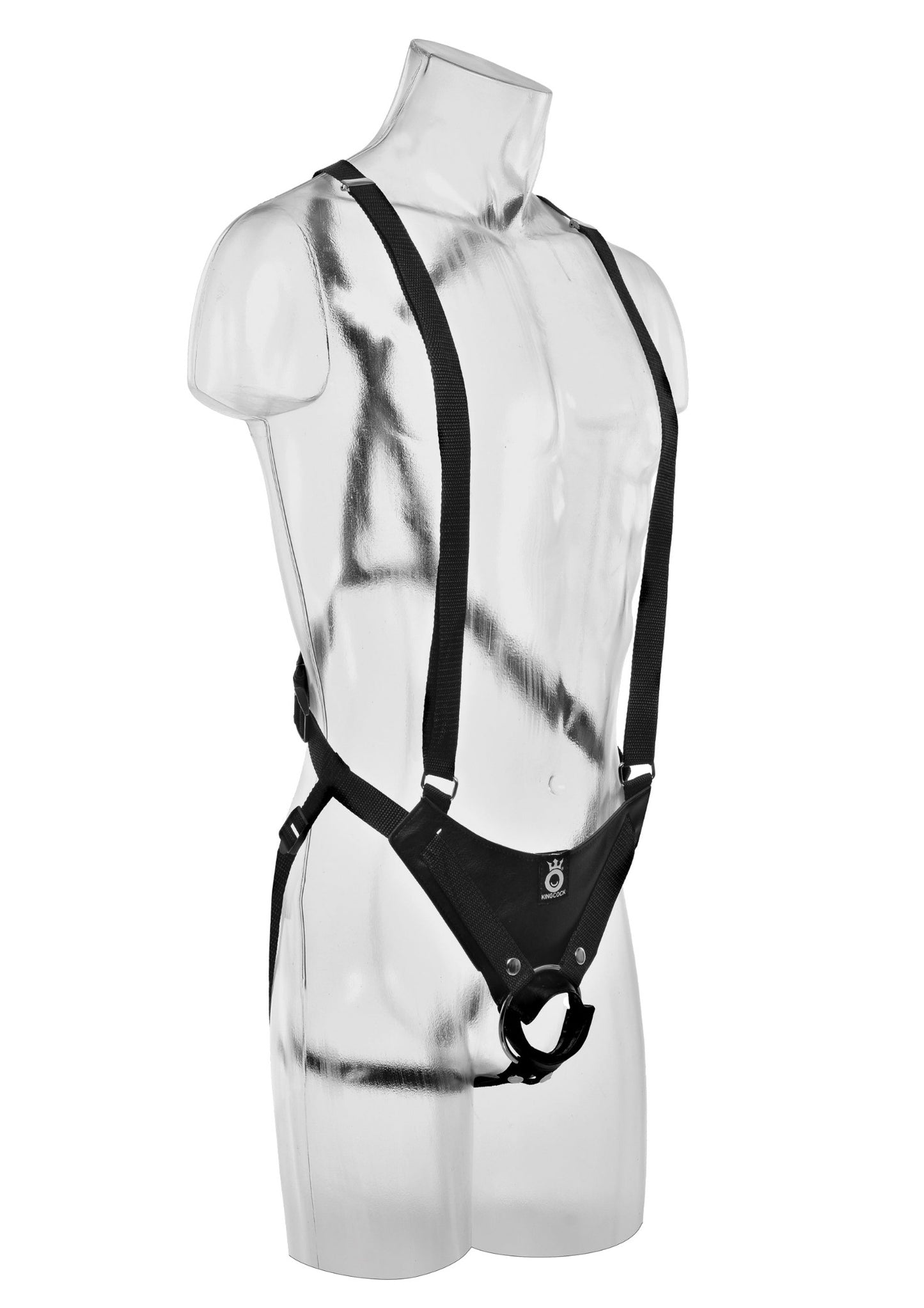 King Cock Hollow Strap On Suspender System with Dildo 10in - Vanilla/Black