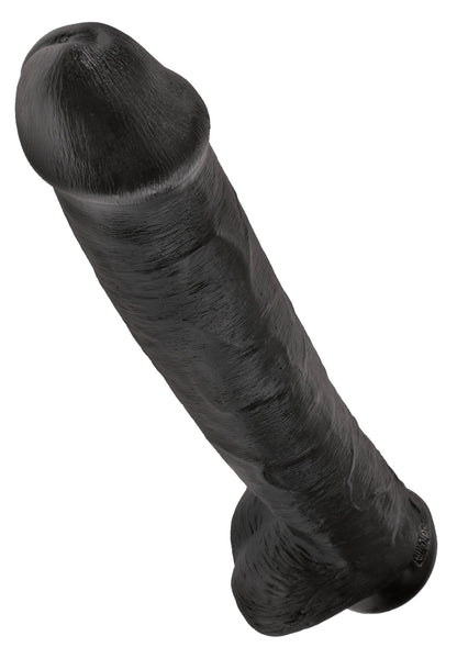 King Cock Dildo with Balls 15in - Black