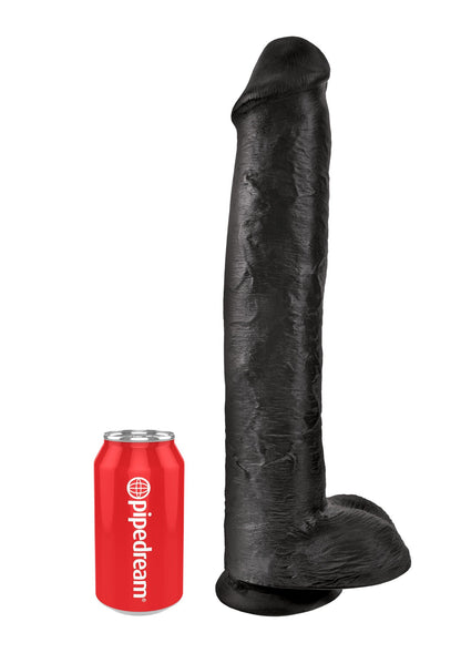 King Cock Dildo with Balls 15in - Black