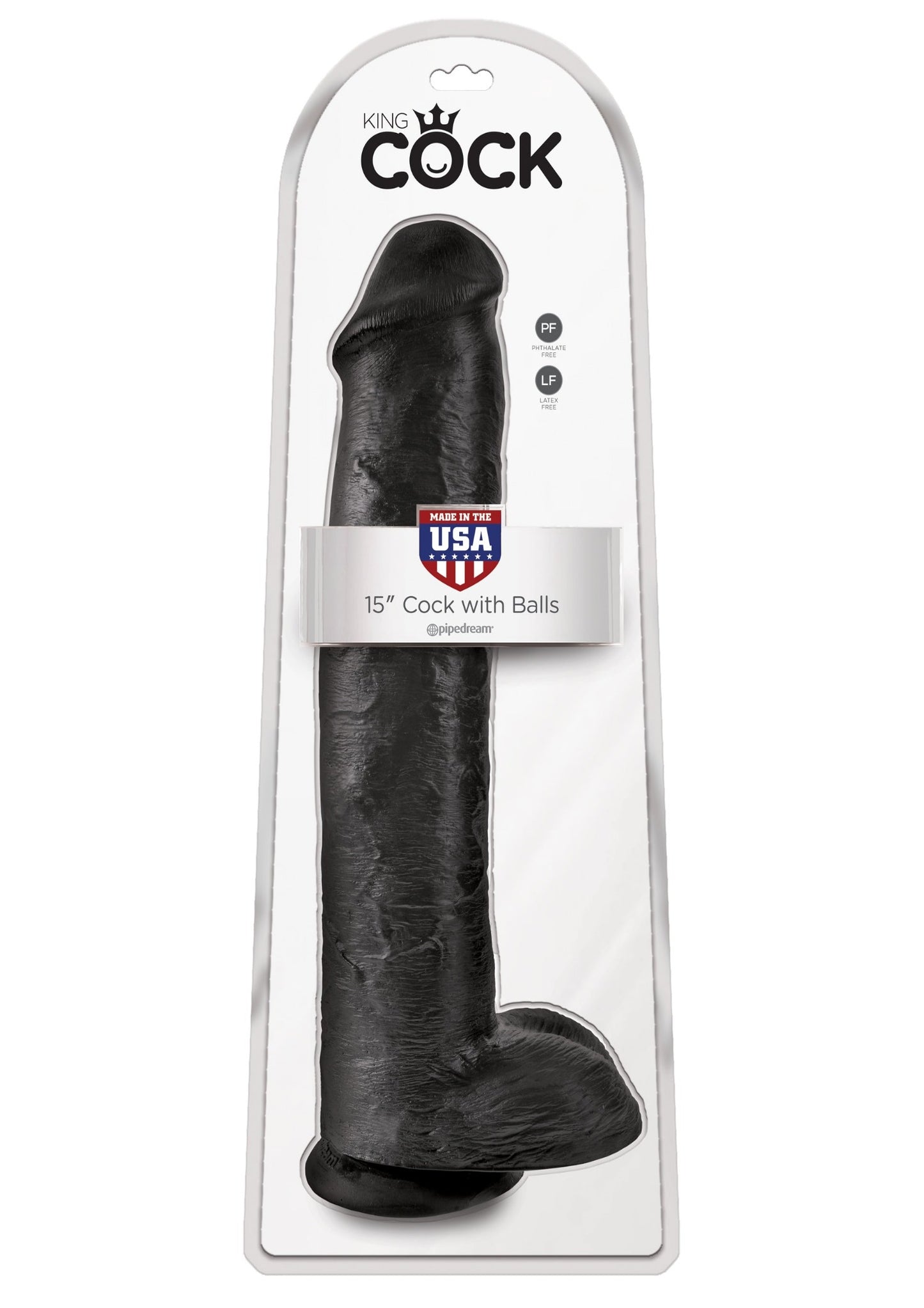 King Cock Dildo with Balls 15in - Black