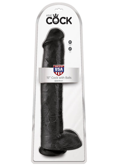King Cock Dildo with Balls 15in - Black