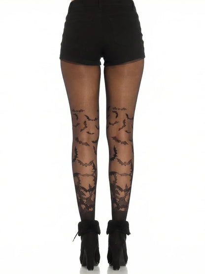 Bat Wing Sheer Tights Black Os
