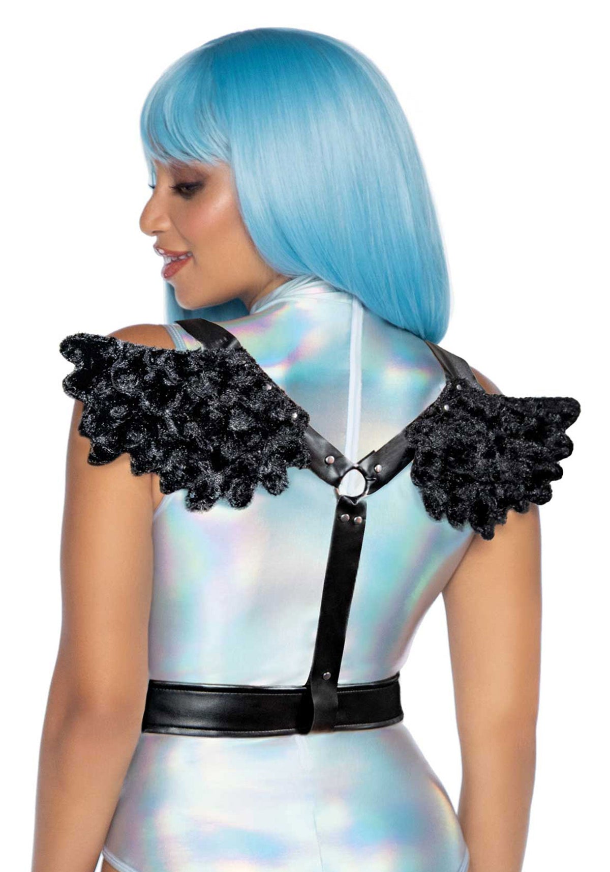 Leg Avenue Furry Angel Wing Body Harness - Black