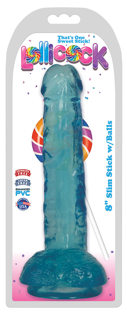 Lollicock - 8 Inch Slim Stick With Balls - Berry Ice