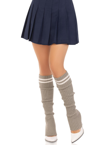 Hailey Ribbed Stirrup Leg Warmers - One Size - Grey