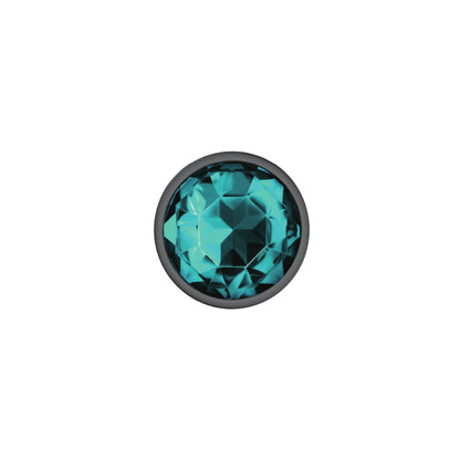 Teal Round Gem Gunmetal Metal Plug - Md