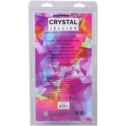 Crystal Jellies - Curved Realistic Cock With Balls - 8 Inch Teal