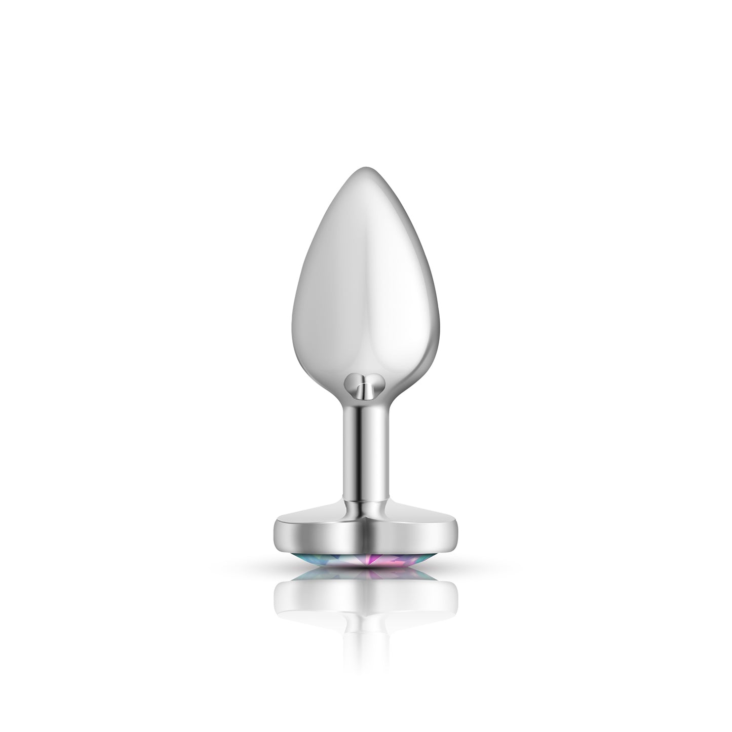 Clear Iridescent Heart Gem Silver Metal Plug - Sm