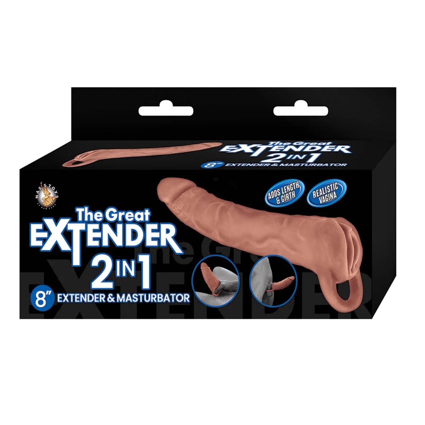 The Great Extender 2 in 1 8" Extender & Masturbator Brown