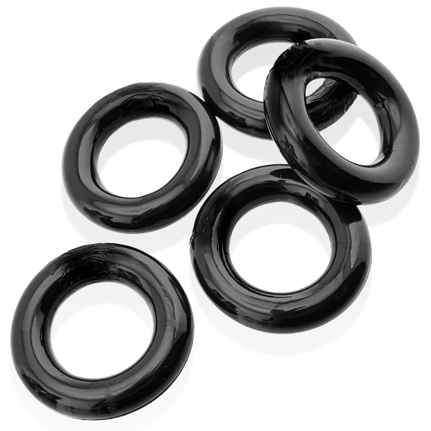 Jacker 5-Stack Five-Pack Tube Super-Strong Cockrings Black