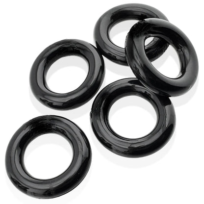 Jacker 5-Stack Five-Pack Tube Super-Strong Cockrings Black