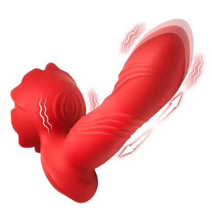Bl Thrusting Silicone Vibrator Red