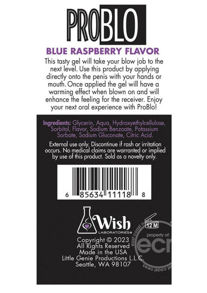 ProBlo Oral Pleasure Flavored Gel 1.5oz - Blue Raspberry